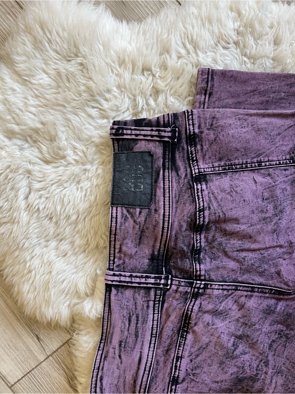 Women's Washed Purple Skinny flare Jeans - Picture 3 of 4